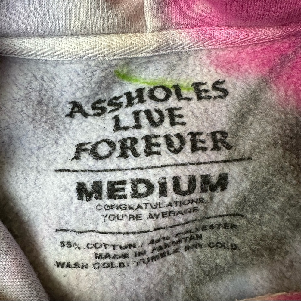 A$$holes Live Forever Men’s Tie-Dye Skeleton Graphic Hoodie - Picture 5 of 8